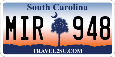SC license plate MIR948