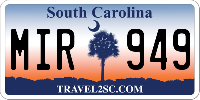 SC license plate MIR949