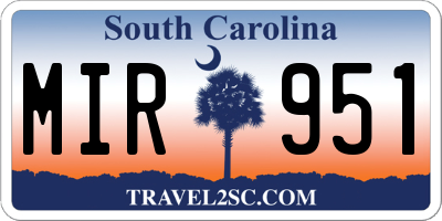 SC license plate MIR951