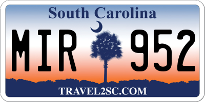 SC license plate MIR952