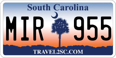 SC license plate MIR955