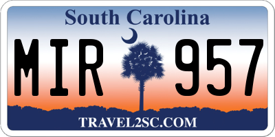 SC license plate MIR957