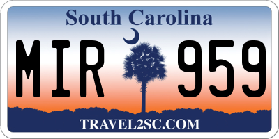 SC license plate MIR959