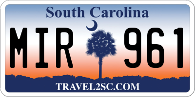 SC license plate MIR961