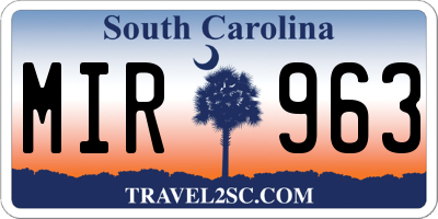 SC license plate MIR963