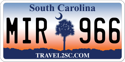 SC license plate MIR966