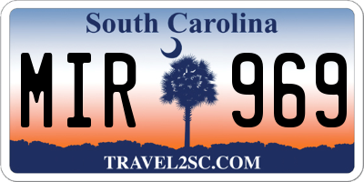 SC license plate MIR969