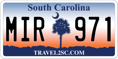 SC license plate MIR971