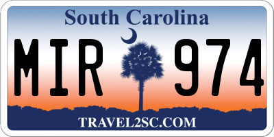 SC license plate MIR974