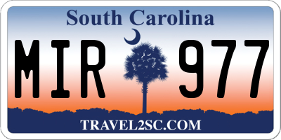 SC license plate MIR977