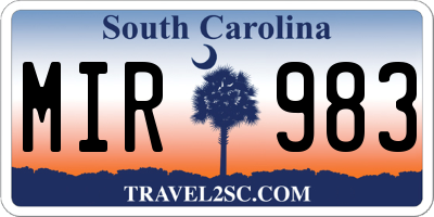 SC license plate MIR983