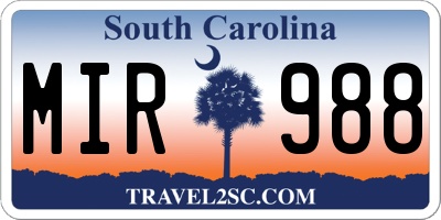 SC license plate MIR988