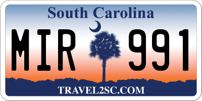 SC license plate MIR991