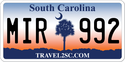 SC license plate MIR992