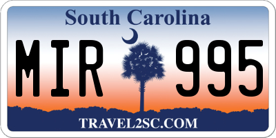 SC license plate MIR995