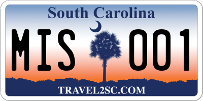 SC license plate MIS001