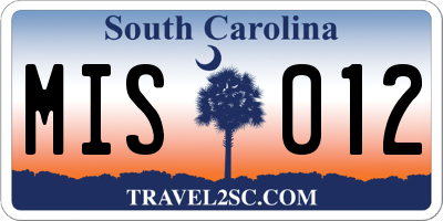 SC license plate MIS012