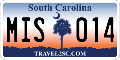 SC license plate MIS014