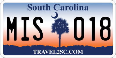 SC license plate MIS018