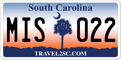 SC license plate MIS022