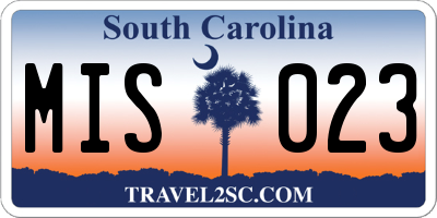 SC license plate MIS023