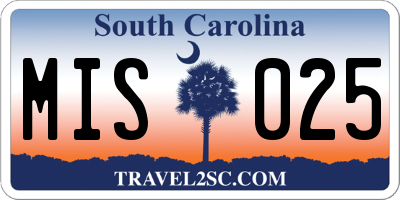 SC license plate MIS025