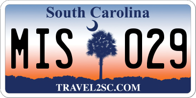 SC license plate MIS029