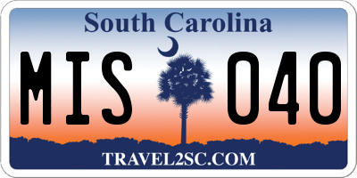 SC license plate MIS040