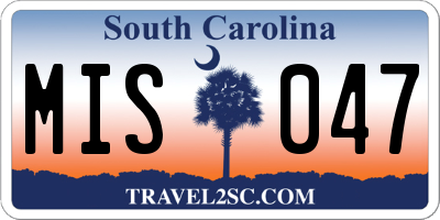 SC license plate MIS047