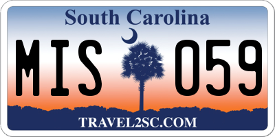 SC license plate MIS059