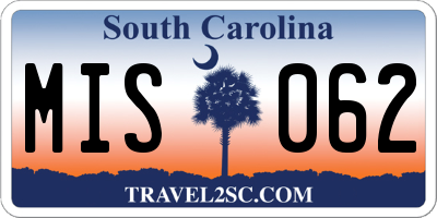SC license plate MIS062