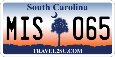 SC license plate MIS065