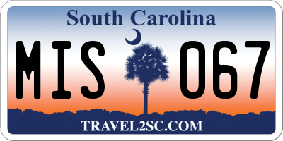 SC license plate MIS067