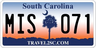 SC license plate MIS071
