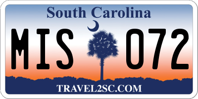 SC license plate MIS072