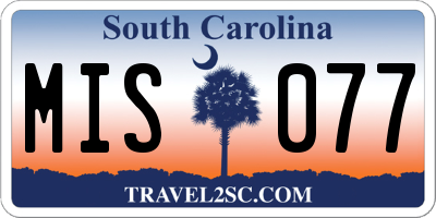 SC license plate MIS077