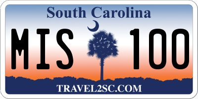 SC license plate MIS100