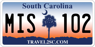 SC license plate MIS102