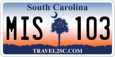 SC license plate MIS103