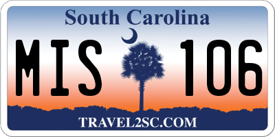 SC license plate MIS106
