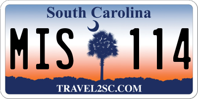 SC license plate MIS114