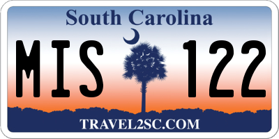 SC license plate MIS122