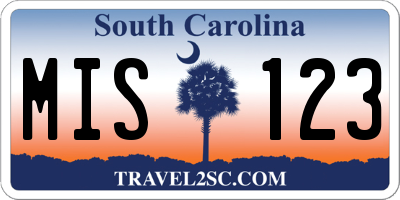 SC license plate MIS123