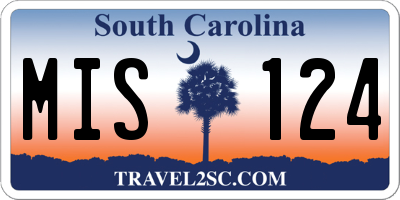 SC license plate MIS124