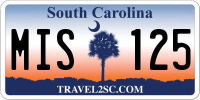 SC license plate MIS125