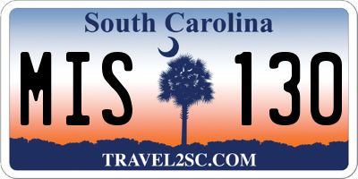SC license plate MIS130