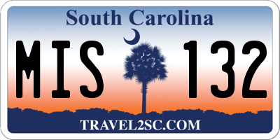 SC license plate MIS132