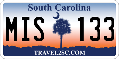 SC license plate MIS133