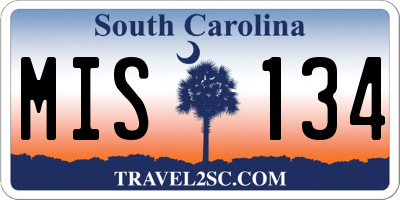SC license plate MIS134