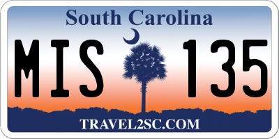 SC license plate MIS135